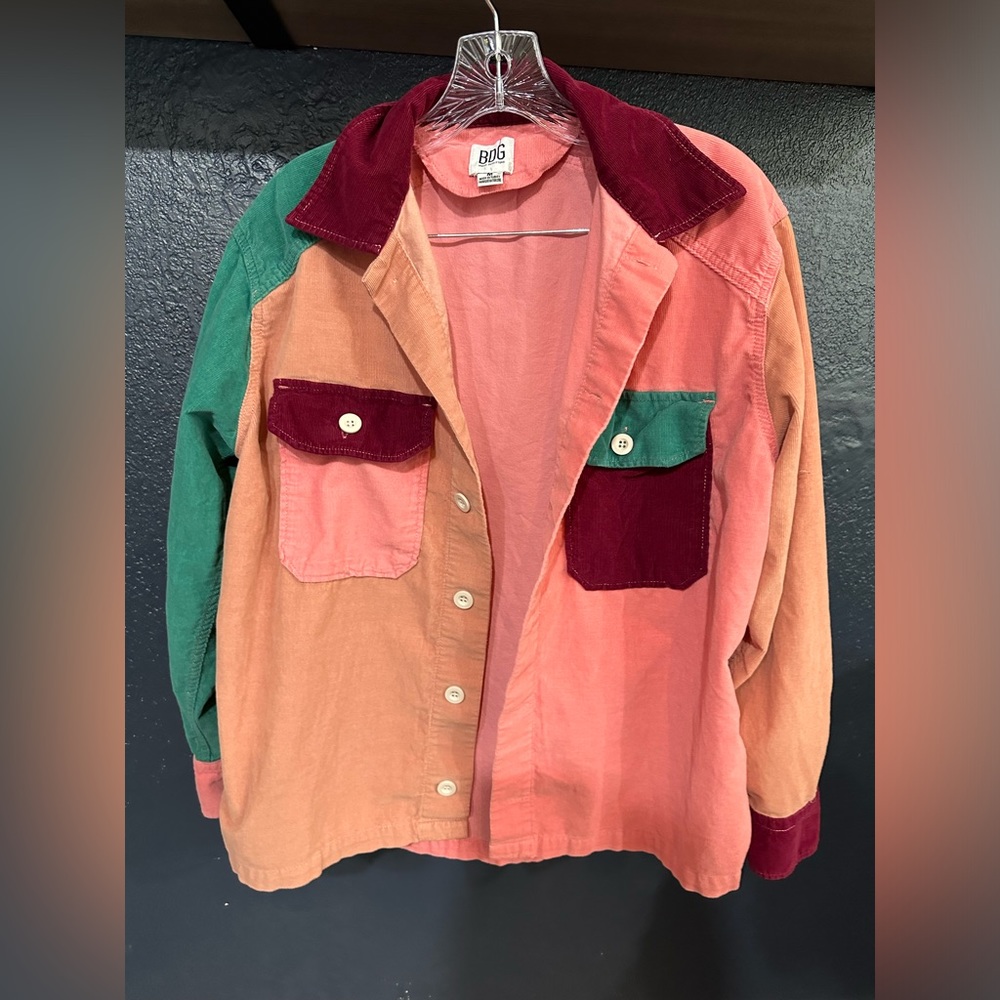Urban Outfitters BDG Bright Color Block Corduroy Button Down M Medium